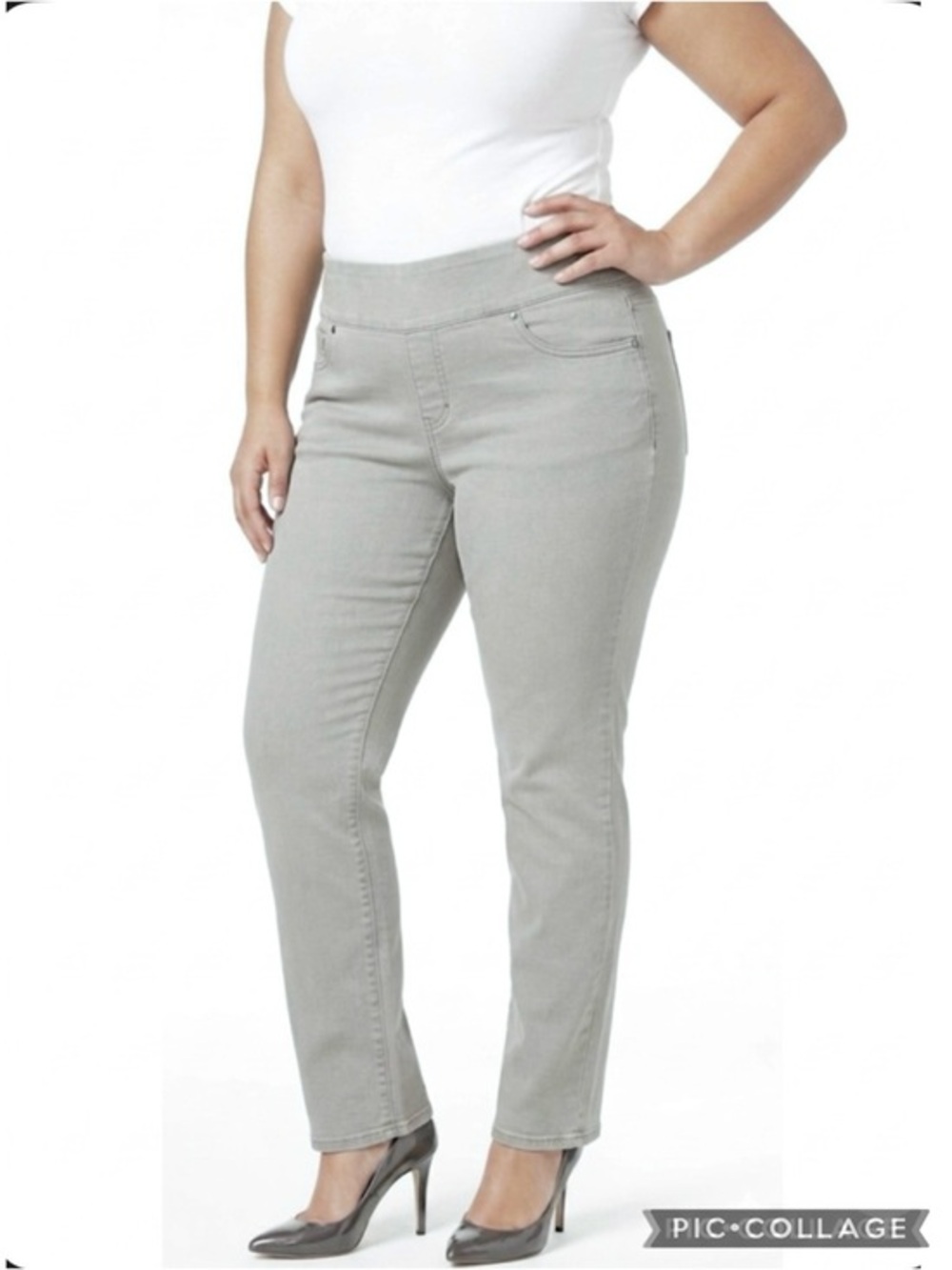Jag Jeans Peri Gray Straight Leg High Rise Pullon Stretch Jeans NWT 22W